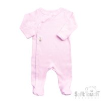 SS4500-P: Pink Ribbed Sleepsuit (0-3 Months)
